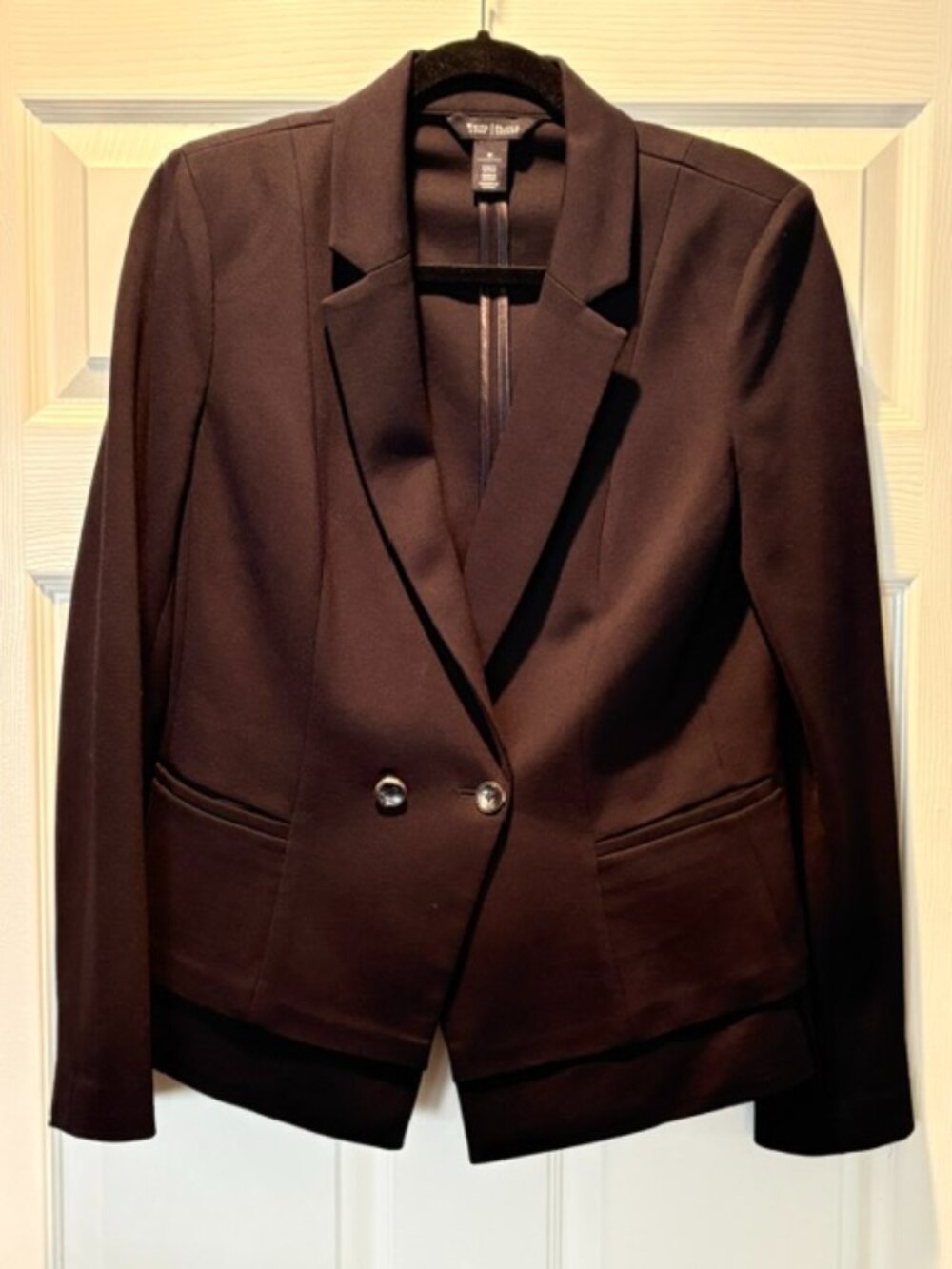 White House Black Market Black Double-Breasted Blazer Jacket Size 10 Career Chic